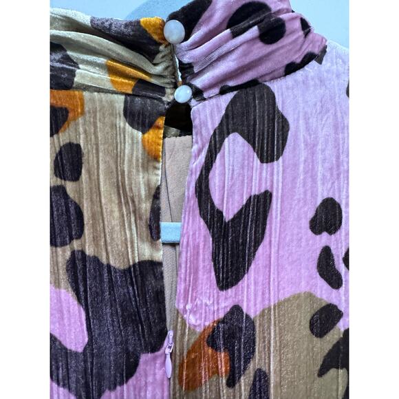 Anthropologie Pink and Brown Leopard Print Mini Dress - Picture 5 of 9